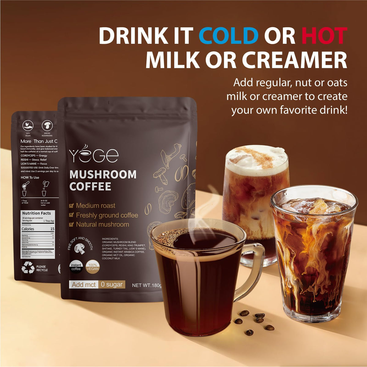 Café aux champignons YEGE prêt à déguster