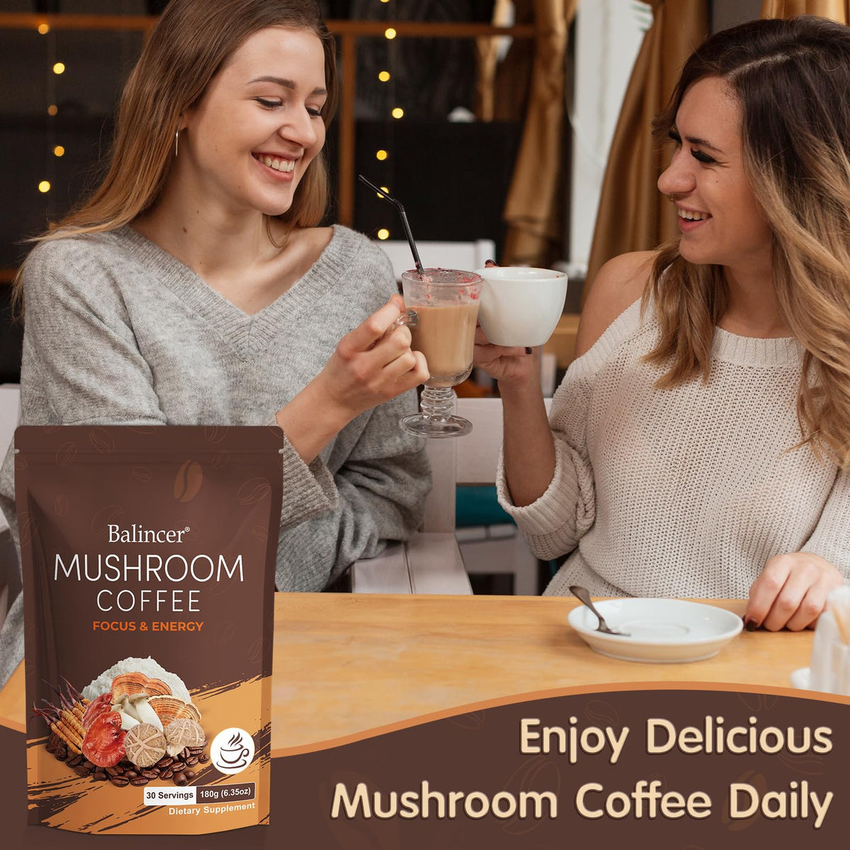 Café champignon Balincer servi dans une tasse
