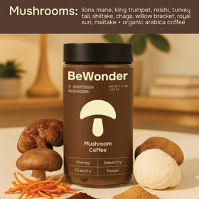 Café Champignon BeWonder 9 Champignons Adaptogènes 272 g en tasse