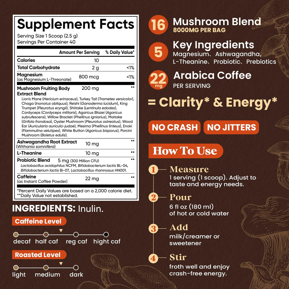 Café Champignon Fidus 16 en 1 avec des notes de caramel et de noisette