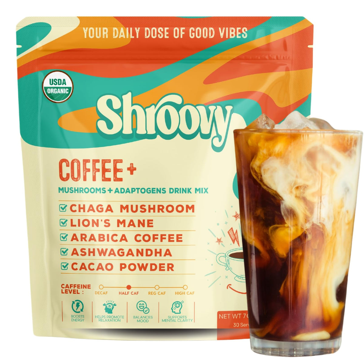Café de champignon bio Shroovy 2000mg emballage avant
