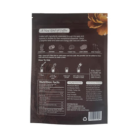Café de Champignon Shroomsy, sachet ouvert avec contenu