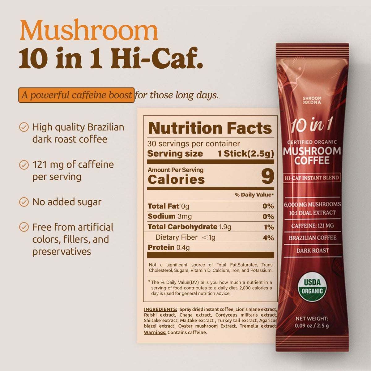Café de champignons bio MATCHA DNA avec des accessoires de café