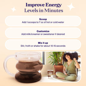 Café de champignons Fuel avec un style de vie actif en arrière-plan