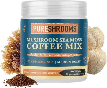 Café Instantané PureShrooms pot de 109g avec étiquette