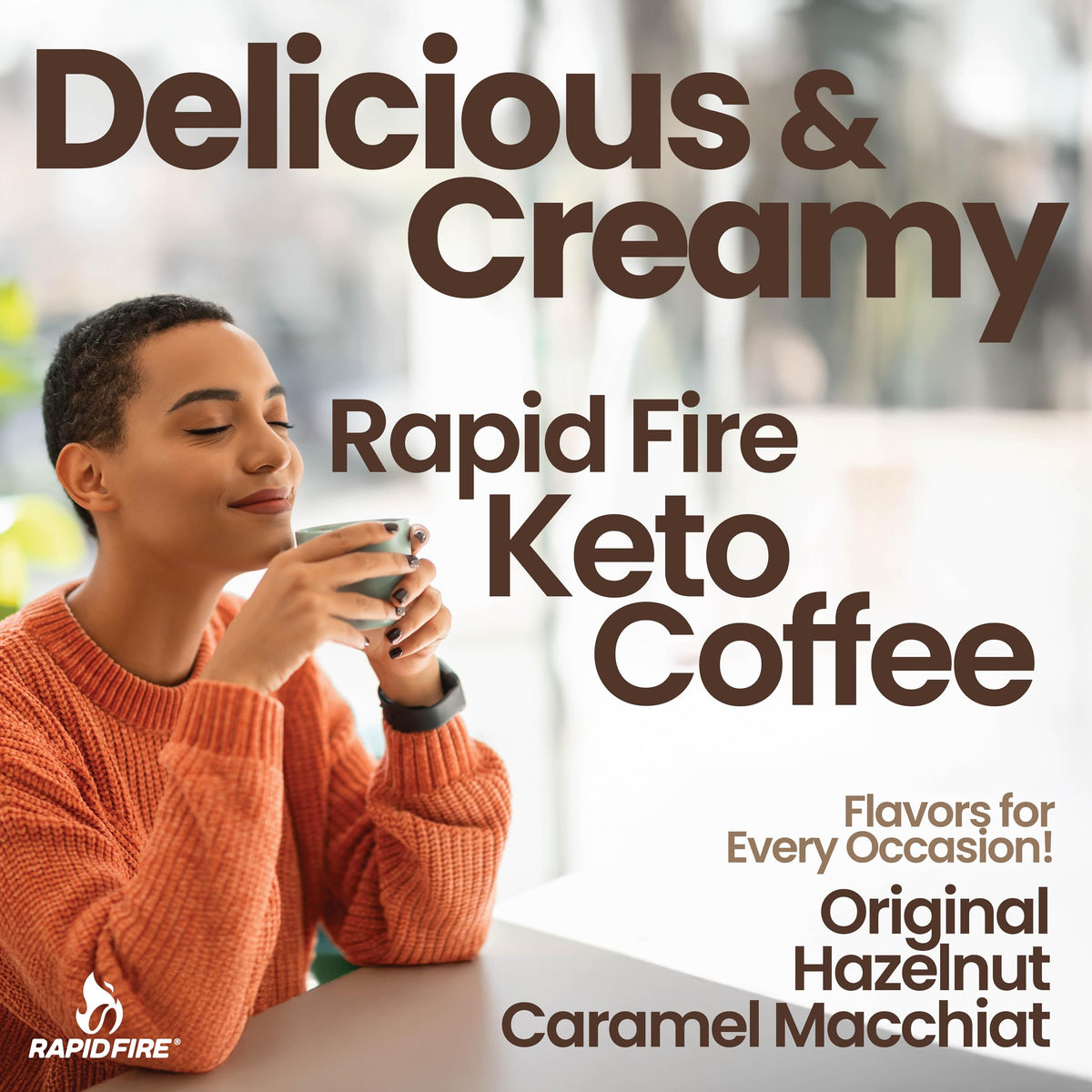 Café Instantané Rapid Fire Caramel Macchiato avec des grains de café
