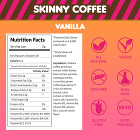 Café Instantané SkinnyBoost Vanille 259g - préparation dans une tasse