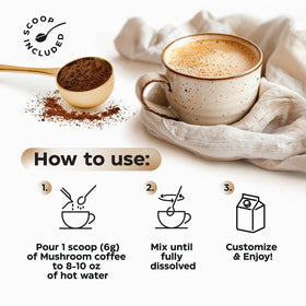 Café Instantané Wellneum sur un fond de café noir