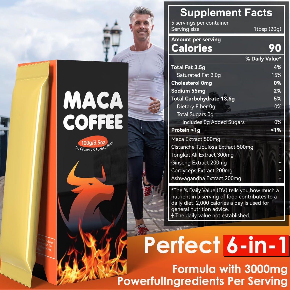 Café Maca Instantané Dr. HR ingrédients en poudre