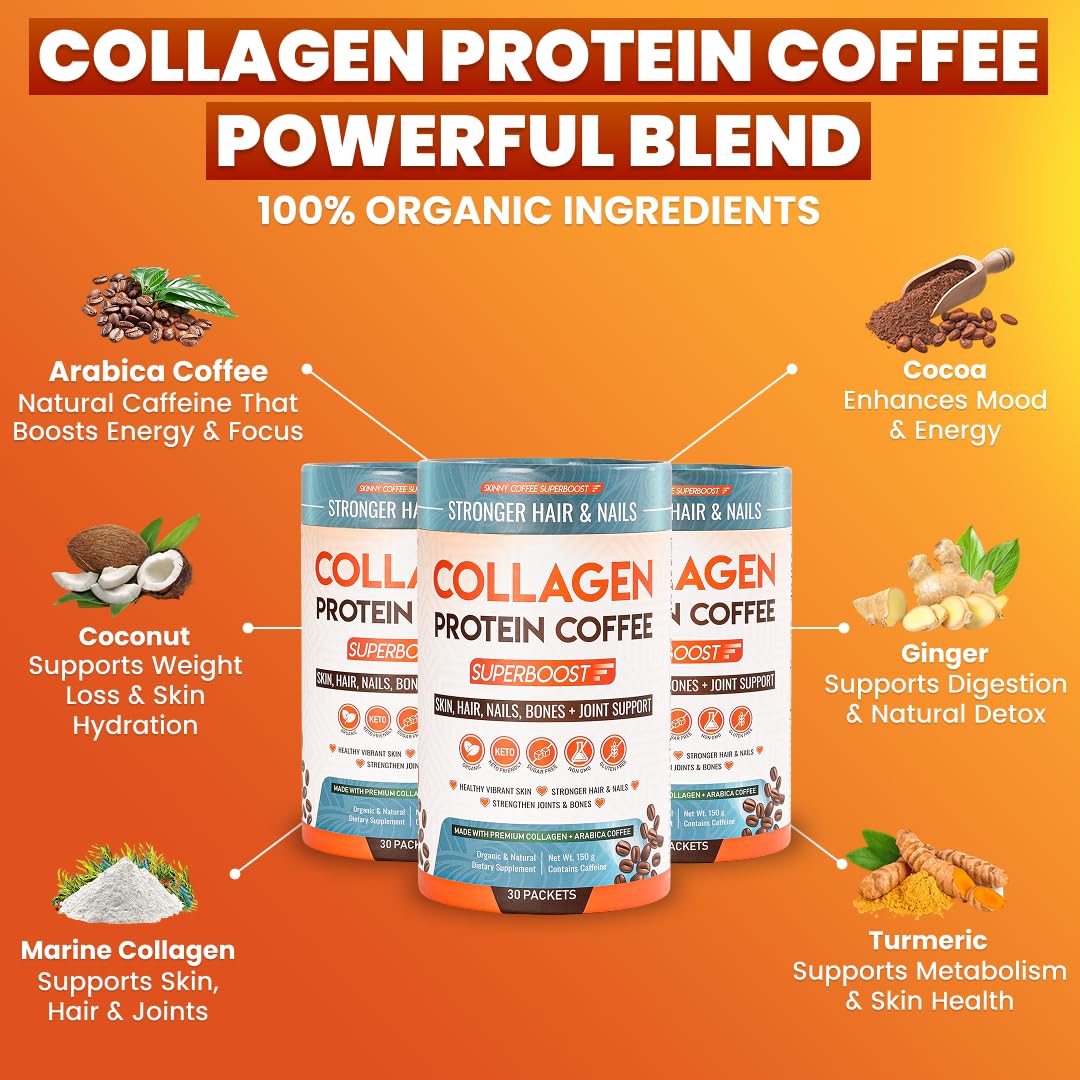 Café protéiné au collagène Skinny Coffee SuperBoost, cuillère de poudre
