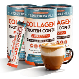 Café protéiné au collagène Skinny Coffee SuperBoost en poudre, vue de face