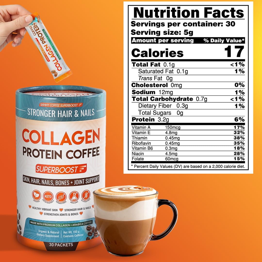 Café protéiné au collagène Skinny Coffee SuperBoost, utilisation quotidienne