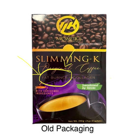 Café Slimming K vue de côté avec ingrédients en arrière-plan