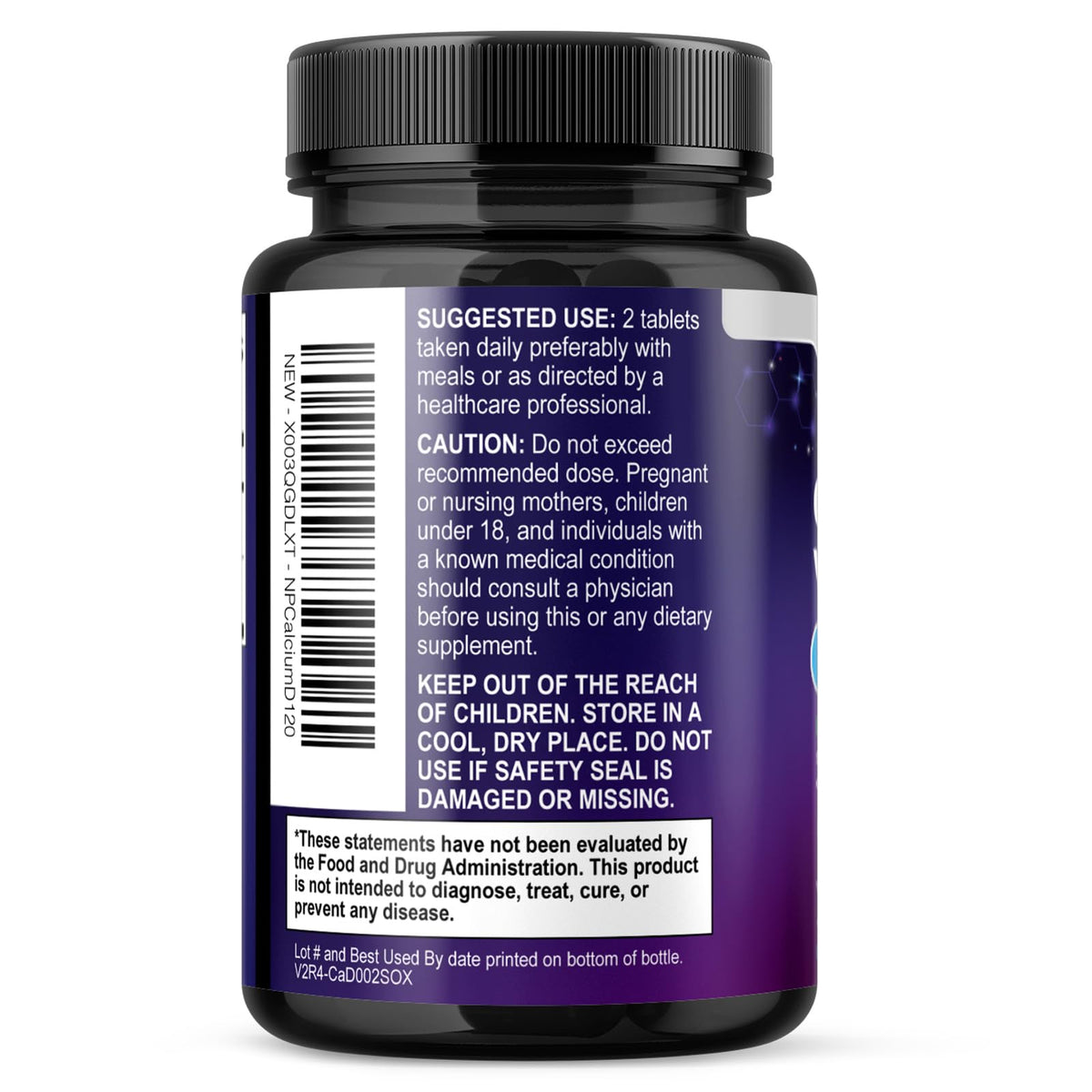 Calcium 1200 mg avec Vitamine D3 Nature's Peak sur une table avec d'autres vitamines