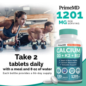 Calcium 1200 mg PrimeMD, ingrédients listés sur l'étiquette