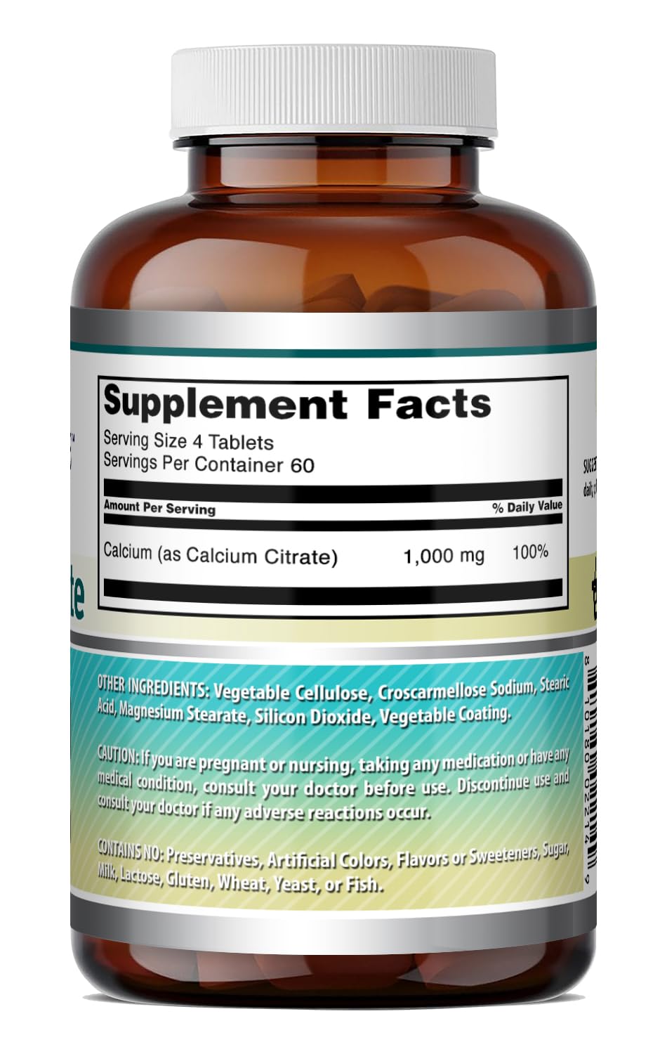 Calcium Citrate 1000 Mg Amazing Nutrition avec un verre d'eau