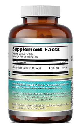 Calcium Citrate 1000 Mg Amazing Nutrition avec un verre d'eau