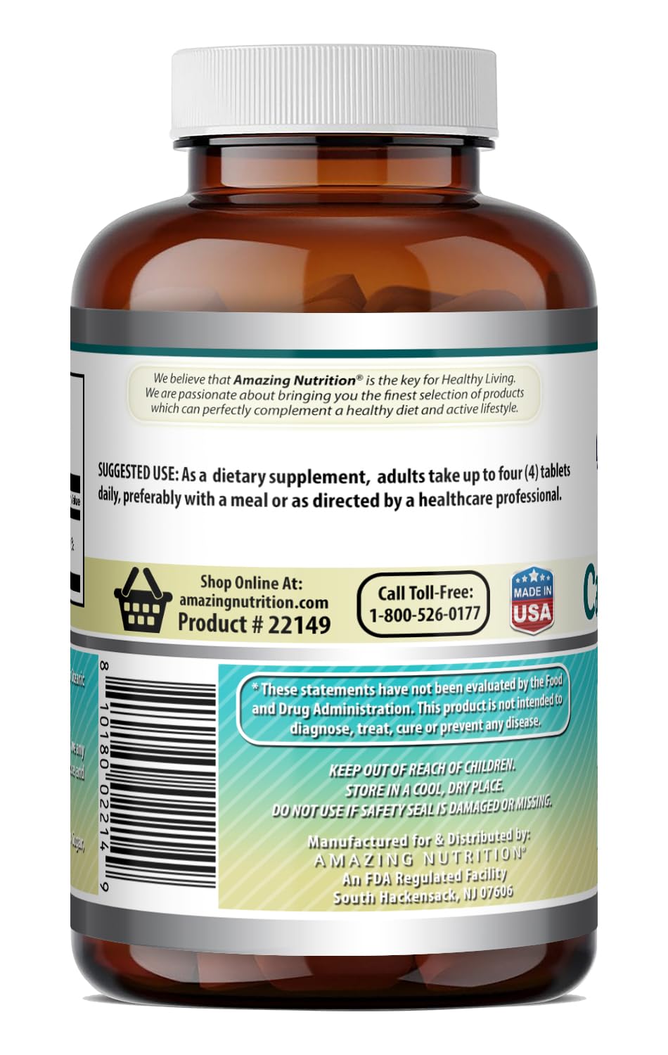 Calcium Citrate 1000 Mg Amazing Nutrition sur une table en bois