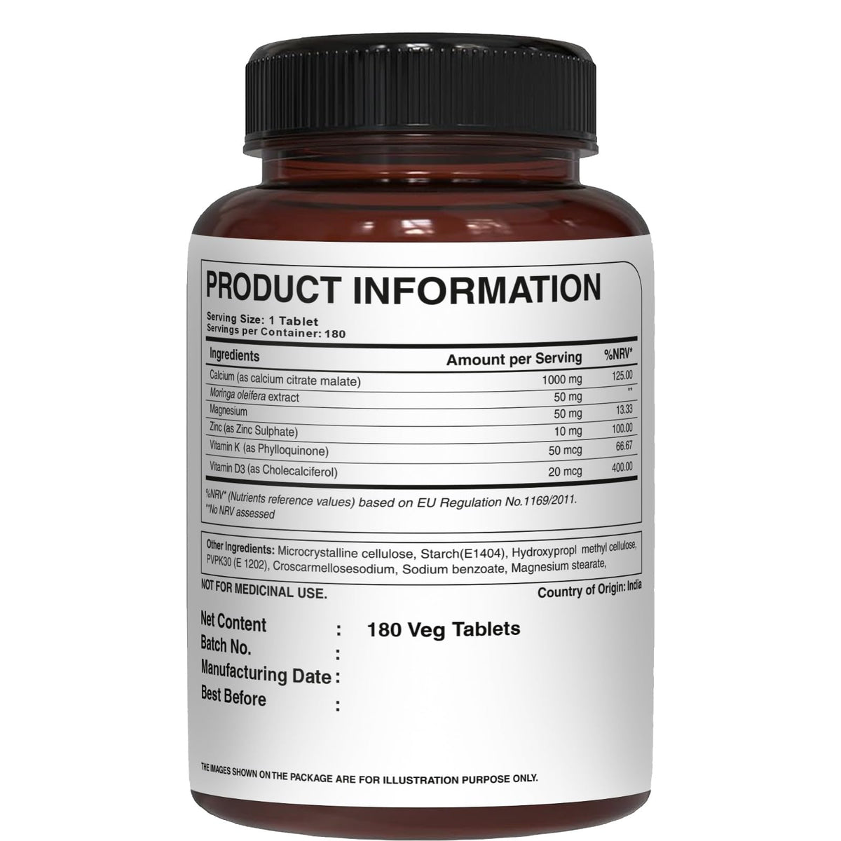 Calcium Citrate 1000mg PURE NUTRITION avec Moringa