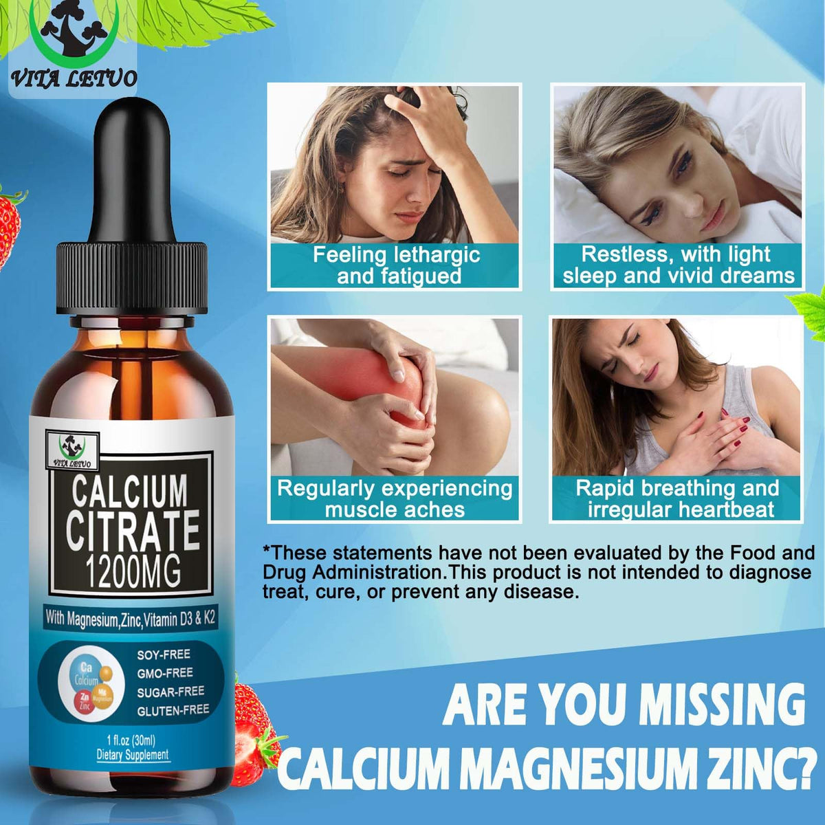 Calcium Citrate 1200mg avec D3 dans une cuisine, prêt à l'emploi