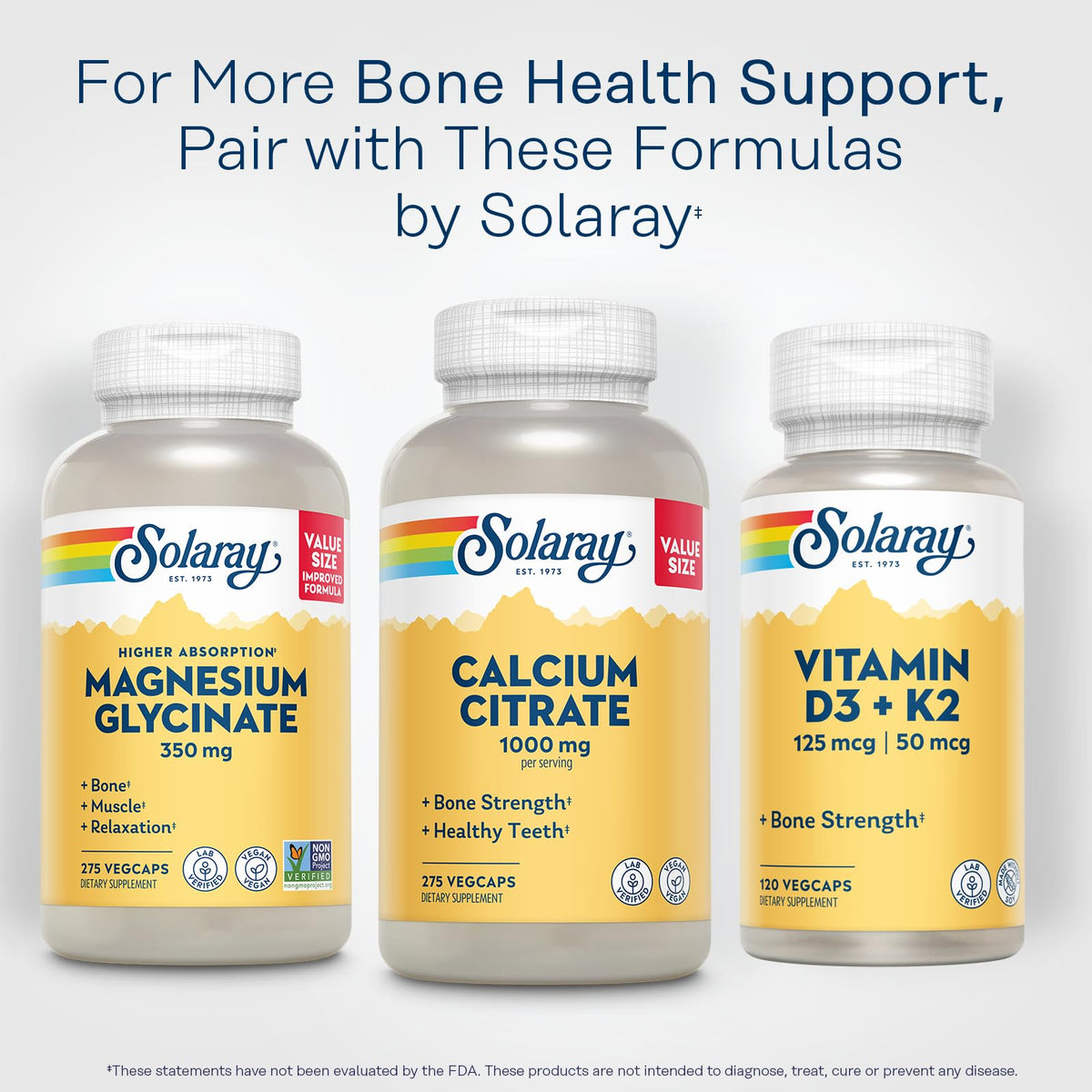 Calcium Citrate SOLARAY 1000 mg, 275 VegCaps avec un verre d'eau