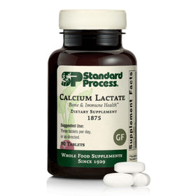 Calcium Lactate Standard Process 90 comprimés côté avant de l'emballage