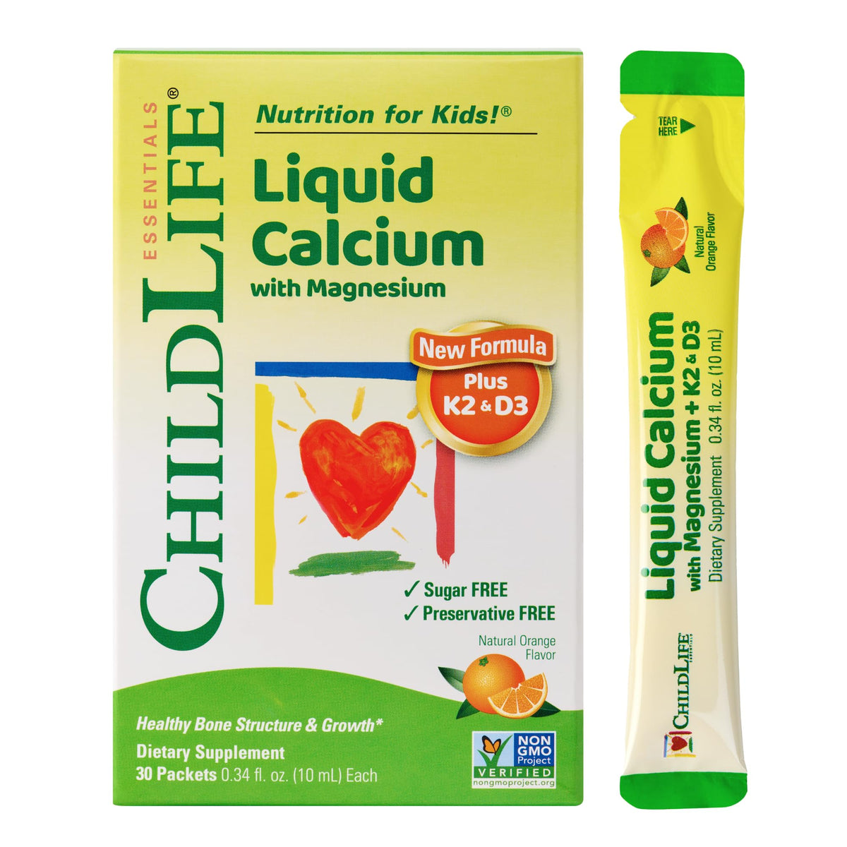 Calcium Liquide Enfants CHILDLIFE ESSENTIALS stick packs de 30