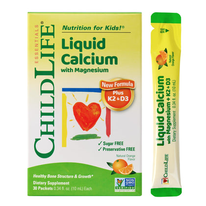 Calcium Liquide Enfants CHILDLIFE ESSENTIALS stick packs de 30