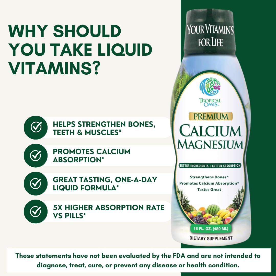 Calcium Liquide Tropical Oasis 480ml avec vitamine D