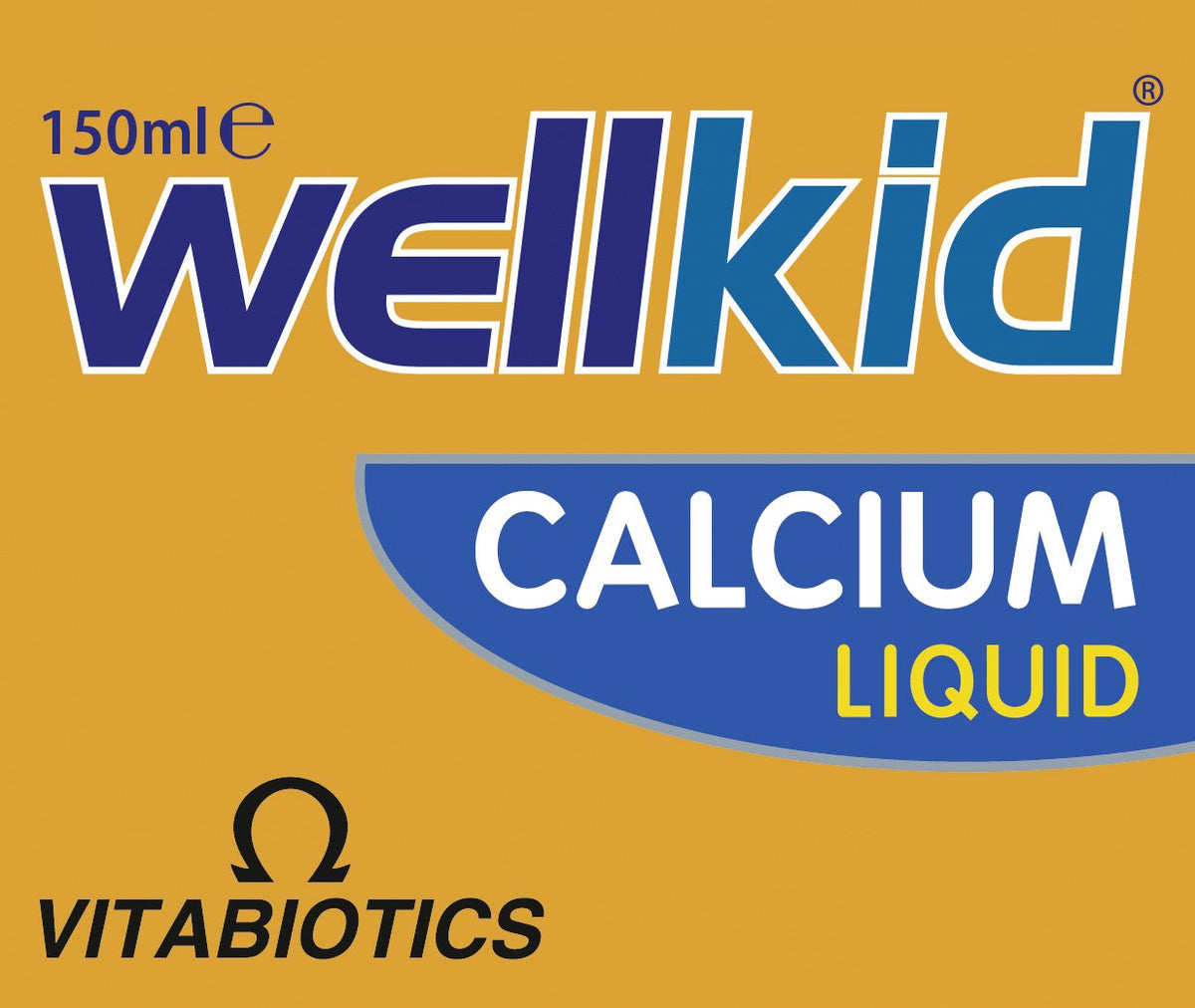 Calcium Liquide Wellkid 150ml avec des ingrédients visibles en arrière-plan