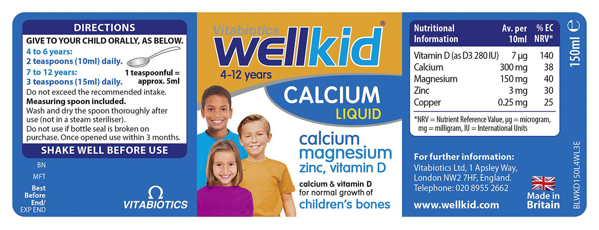 Calcium Liquide Wellkid 150ml dans un contexte de routine quotidienne