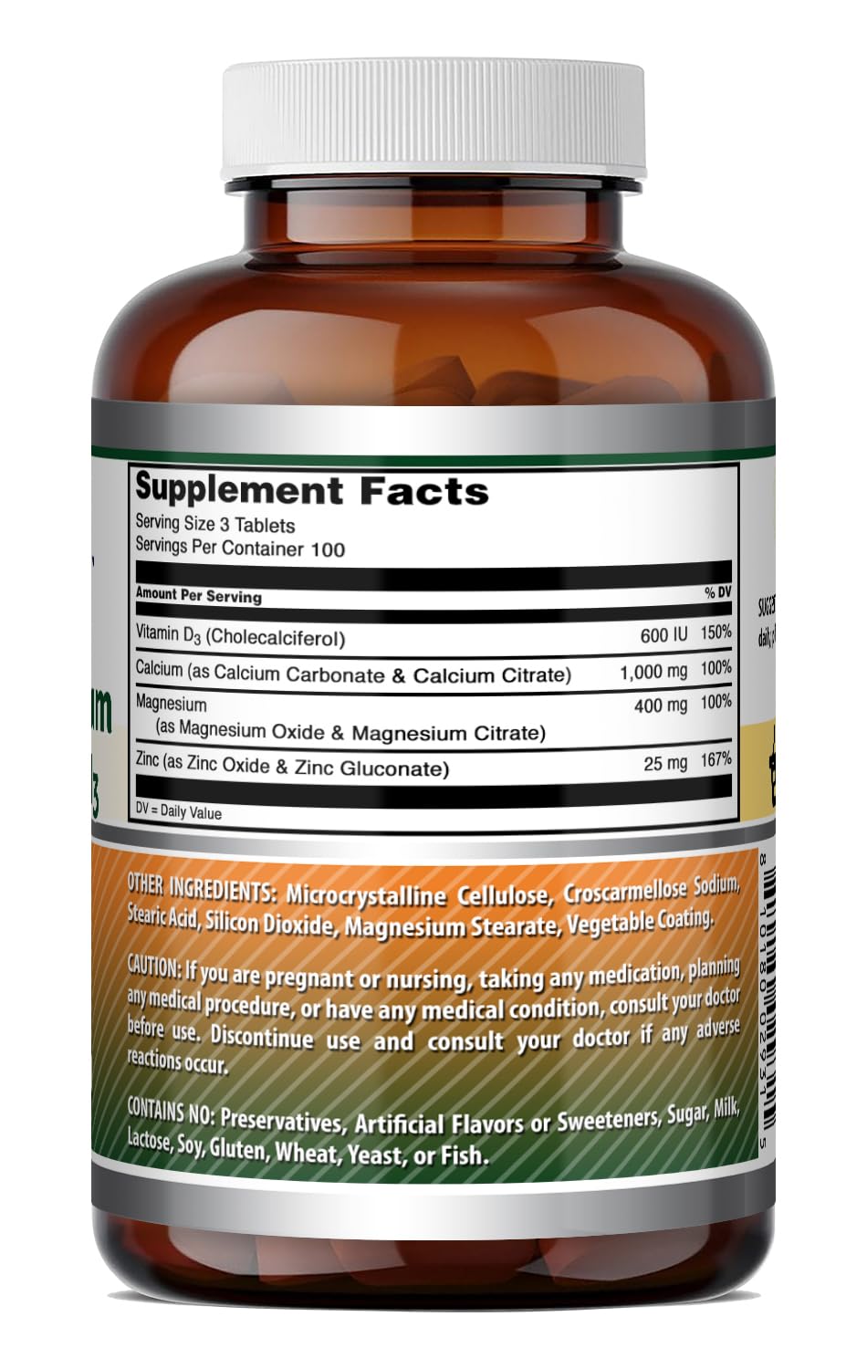 Calcium Magnésium Zinc D3 Amazing Nutrition avec un fond neutre