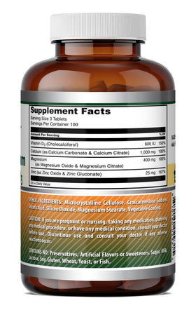 Calcium Magnésium Zinc D3 Amazing Nutrition avec un fond neutre