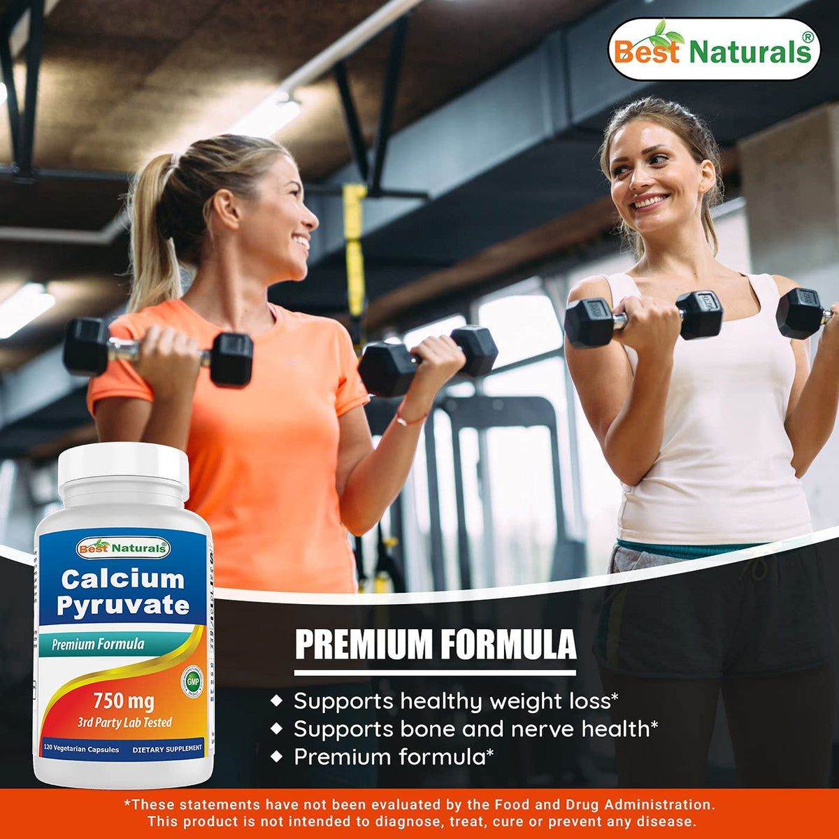 Calcium Pyruvate 750 mg Best Naturals dans l'emballage