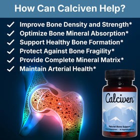 Calciven 59g avec capsules sur une table