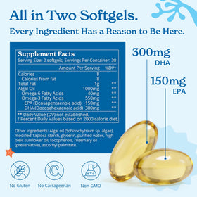 Calgee Omega 3 Algue, gélule ouverte montrant son contenu