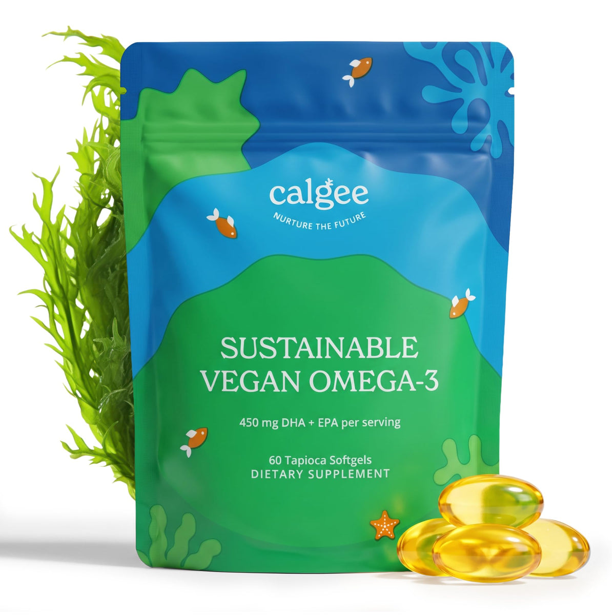 Calgee Omega 3 complément alimentaire 450mg DHA et EPA, gélules vegans