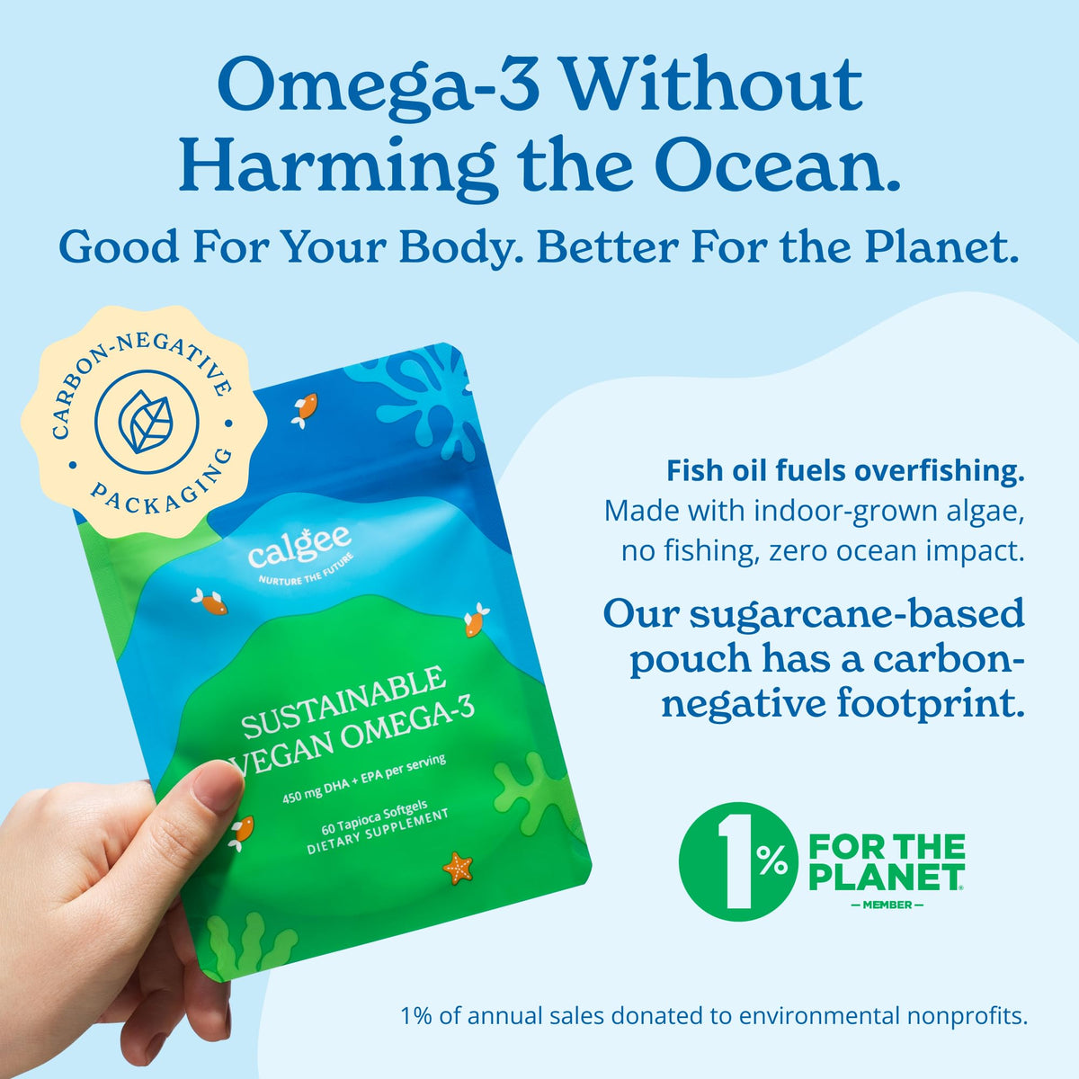 Calgee Omega 3 Végétal 450mg DHA & EPA avec des ingrédients naturels