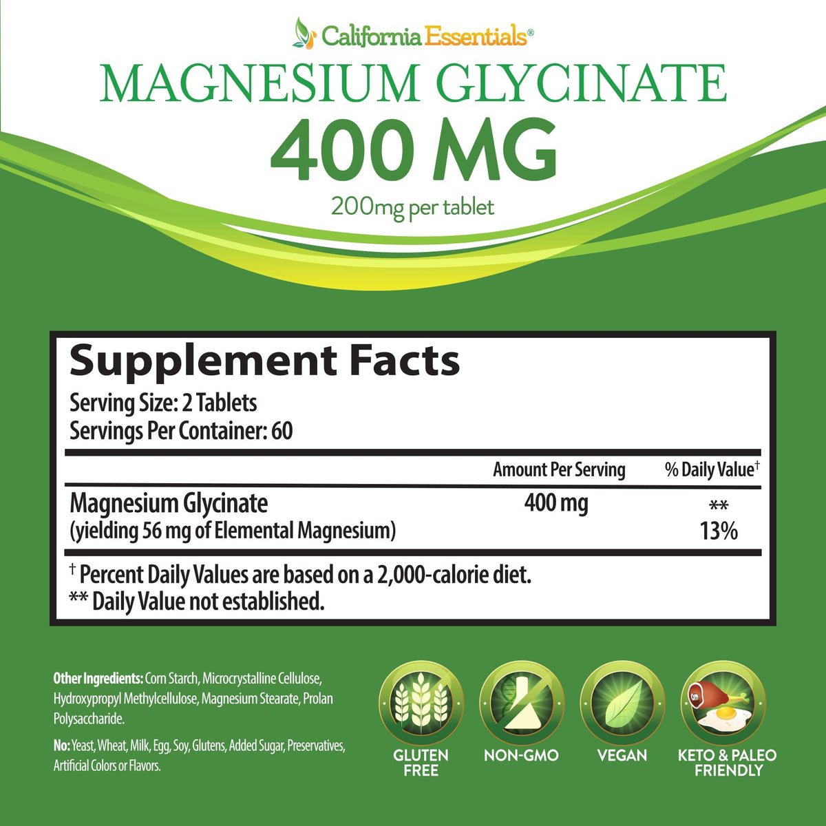 California Essentials Glycinate de Magnésium 400 - Boîte de côté