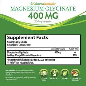 California Essentials Glycinate de Magnésium 400 - Boîte de côté