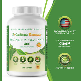 California Essentials Glycinate de Magnésium 400mg comprimés ingredients list