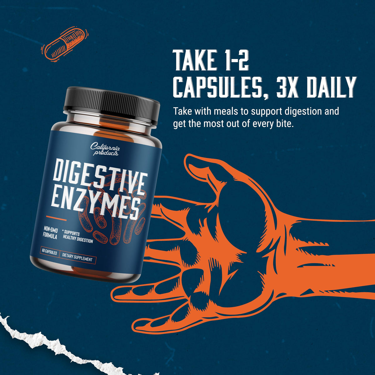 California Products Capsules Enzymes daily avec d'autres compléments alimentaires