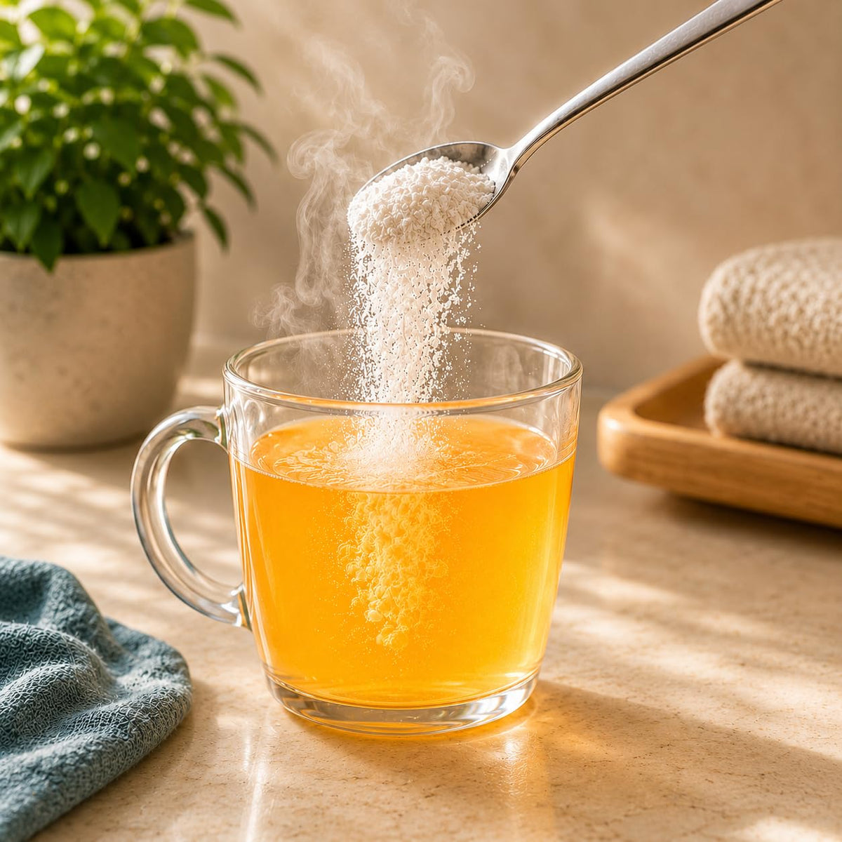 CalMag Plus Poudre de Calcium et Magnésium 331g en préparation avec eau chaude