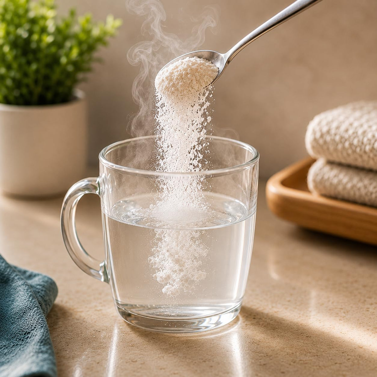 CalMag Plus Poudre de Calcium Magnésium 340g en verre avec eau chaude