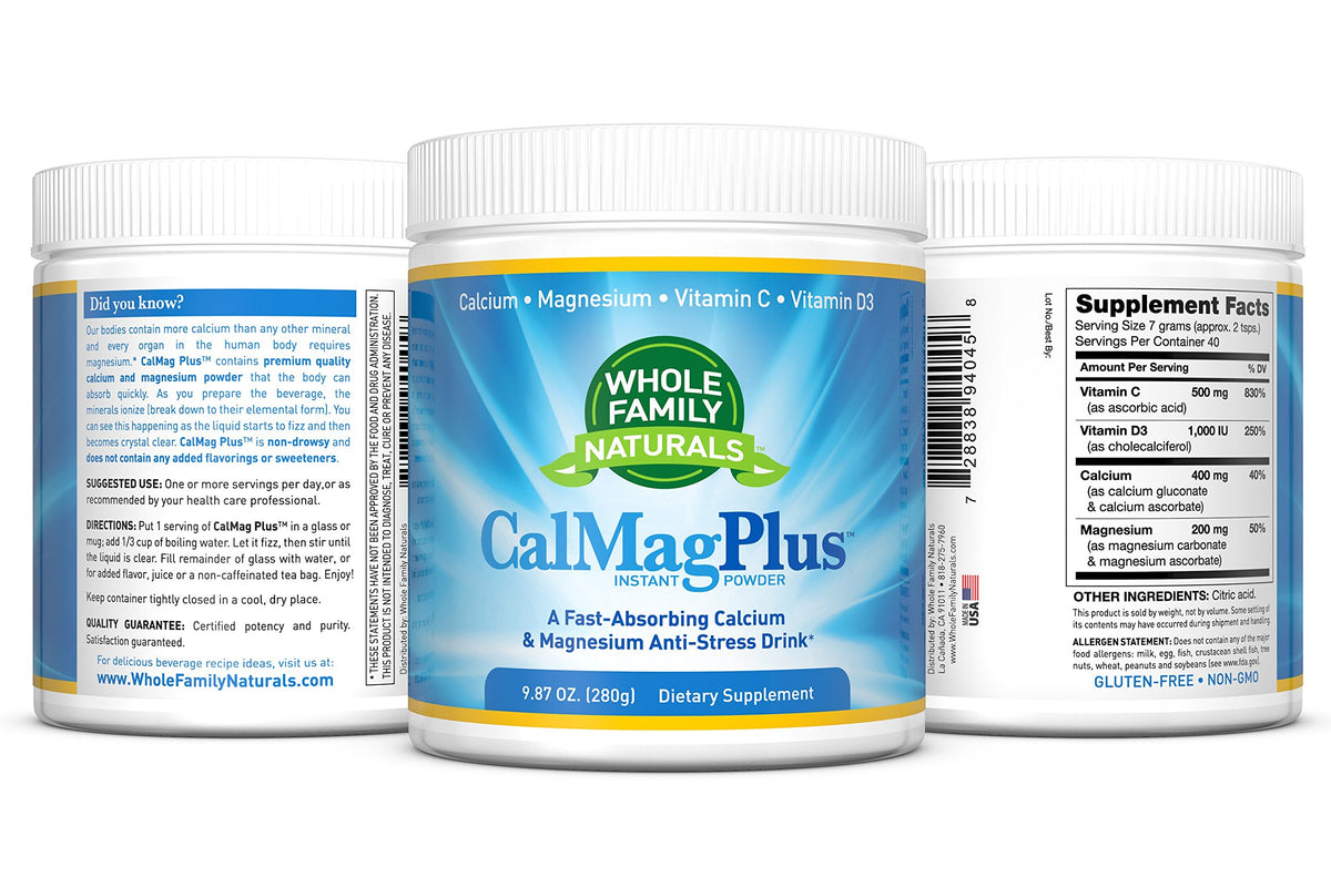 CalMag Plus Poudre de Calcium Magnésium 340g vue de dos