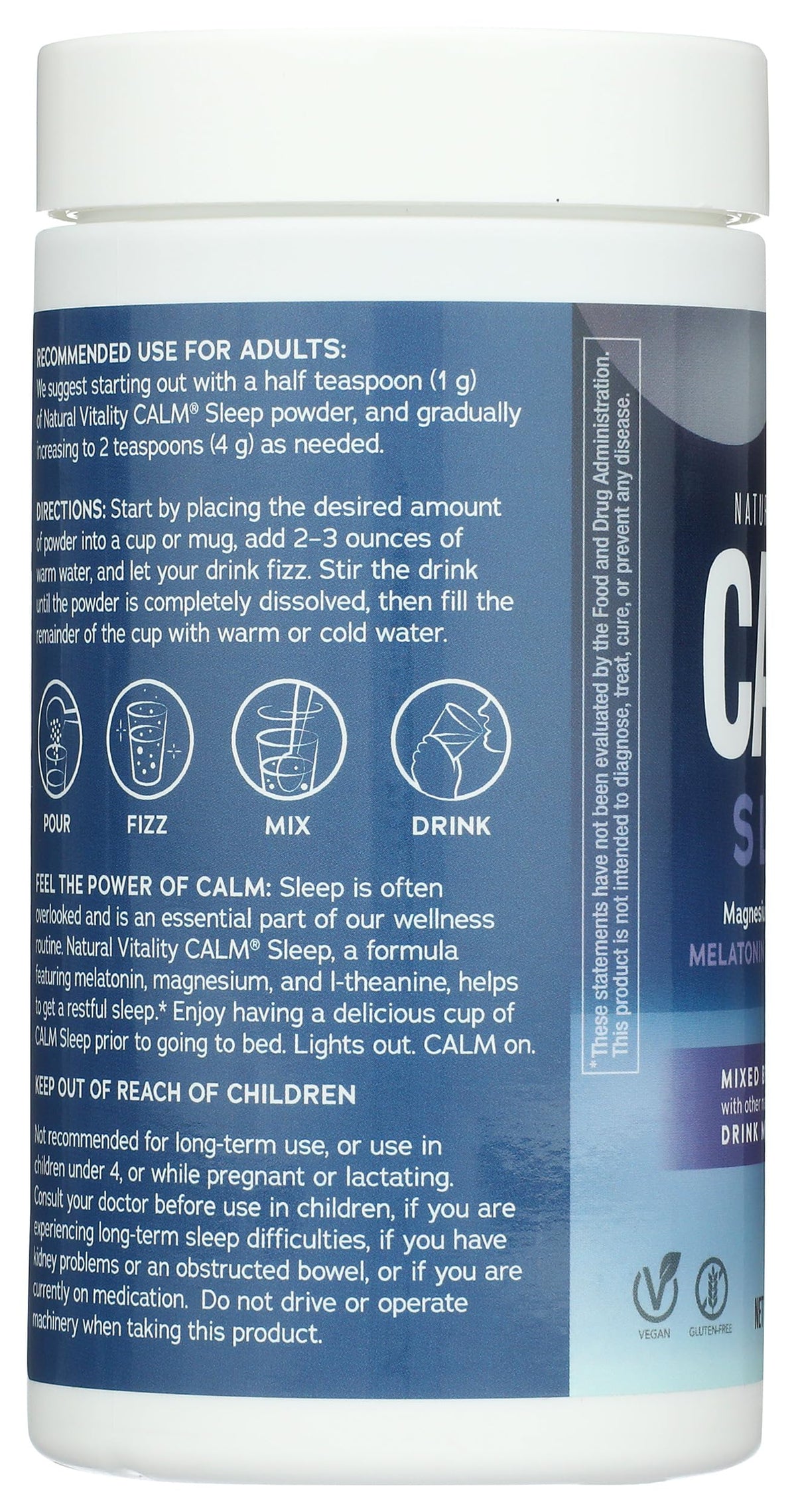 Calmful Sleep de Natural Vitality 200g en vue de dos