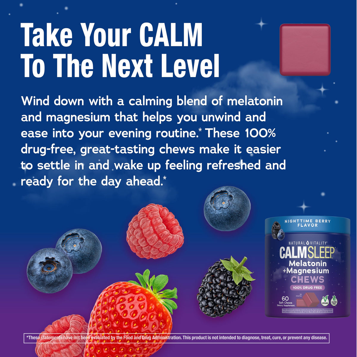 CALMSleep Natural Vitality bonbons au goût de baies nocturnes sur une table