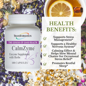CalmZyme capsules sur une surface blanche