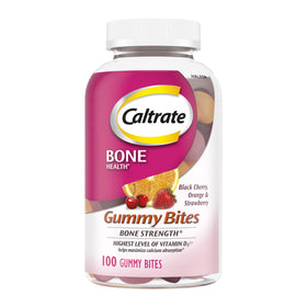 Caltrate Gummy Bites flacon de 100 unités en saveurs cerise noire, fraise et orange