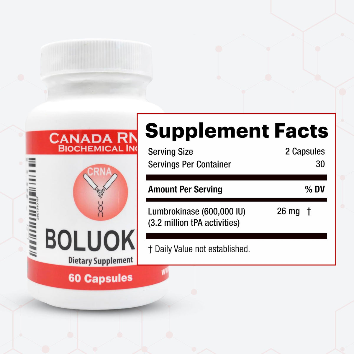 Canada RNA Boluoke gélules arrière avec ingrédients
